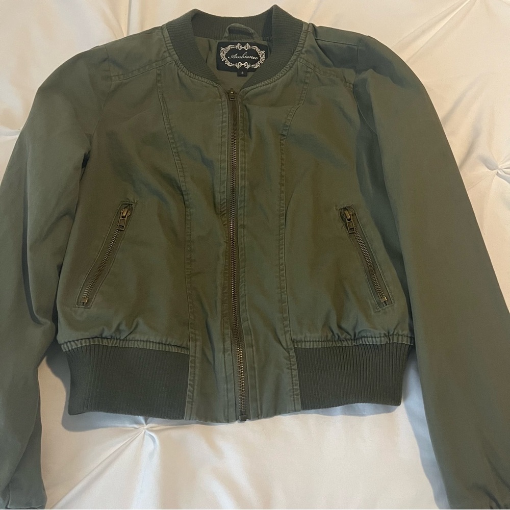 Ambiance Small Olive Bomber Jacket - Picture 2 of 16